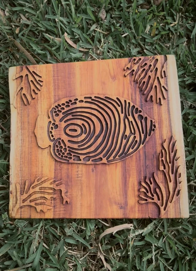 Poisson-ange empereur — L'empreinte du bois, gravure sur bois par Tony Grandin