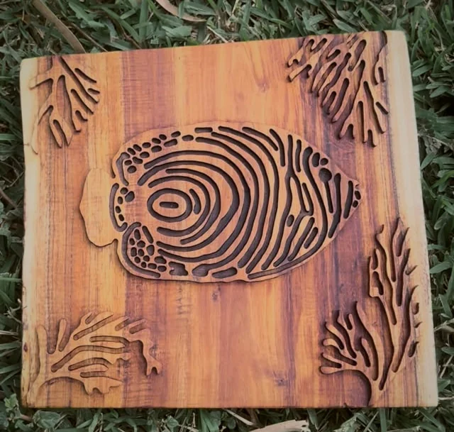 Poisson-ange empereur — L'empreinte du bois, gravure sur bois par Tony Grandin